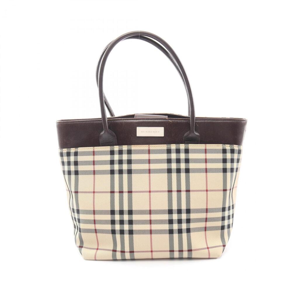 Burberry Nova Check Handbag, Canvas and Leather, Women's, Beige/Brown